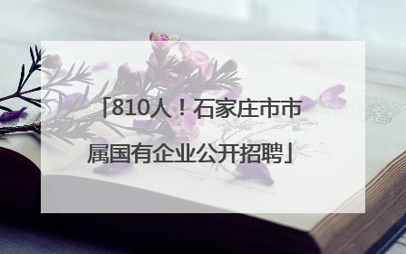 810人！石家庄市市属国有企业公开招聘